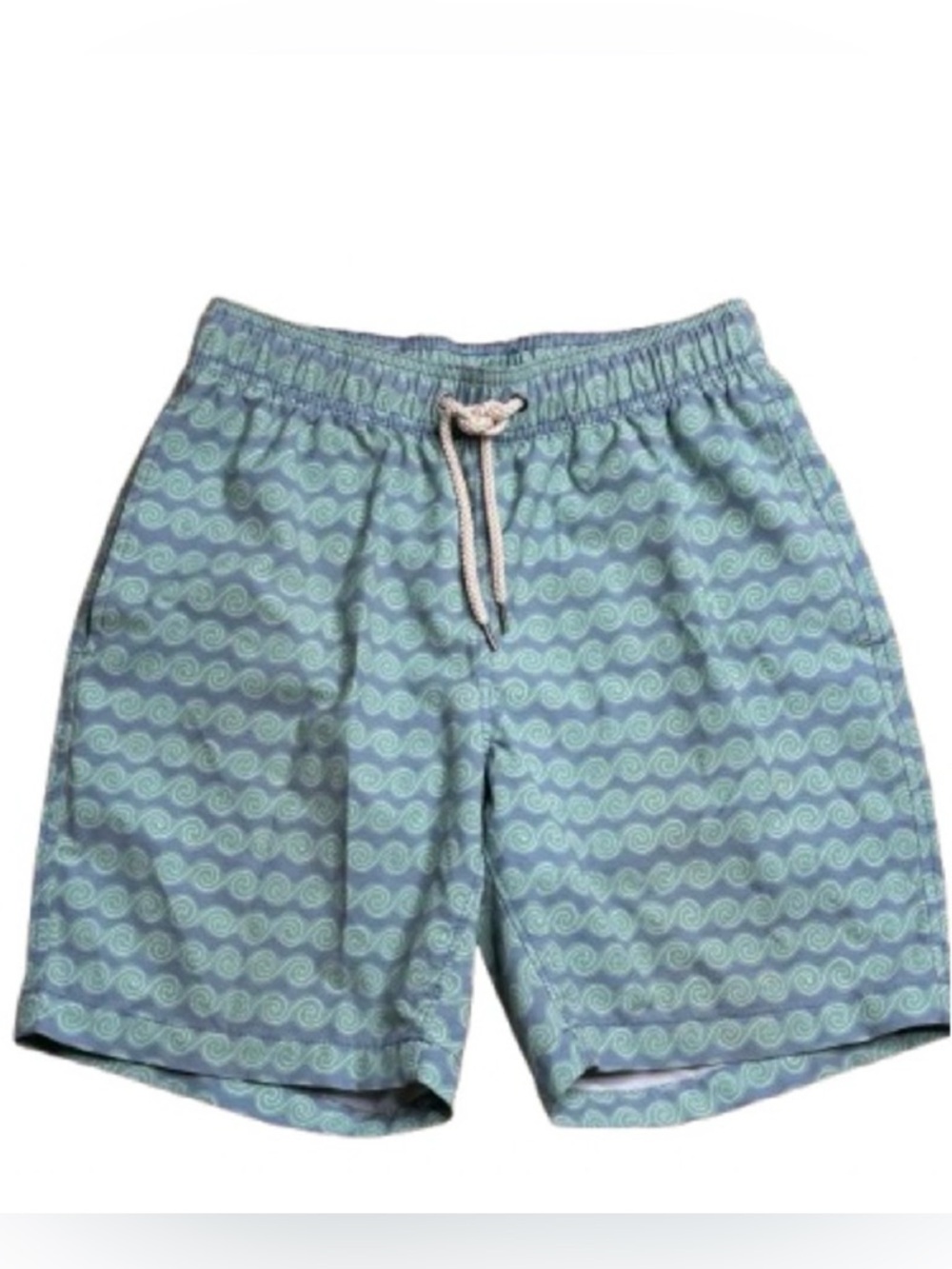 Faherty Beacon 7 Swim Trunk Short Teal Rolling Seas Blue Size Small Mens